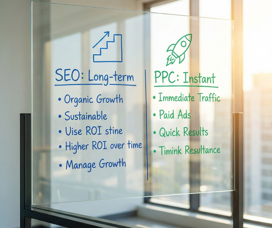 SEO vs. PPC for Magento Key differences at a glance
